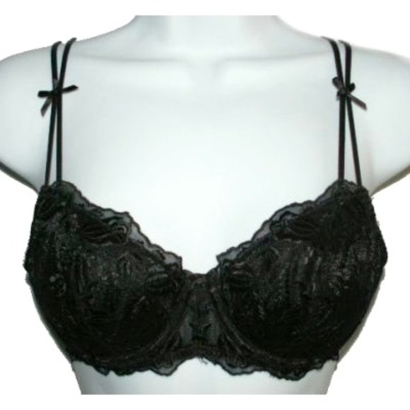JESSICA INTIMATES Black Lace Padded Bra - Size 34A - Picture 1 of 1